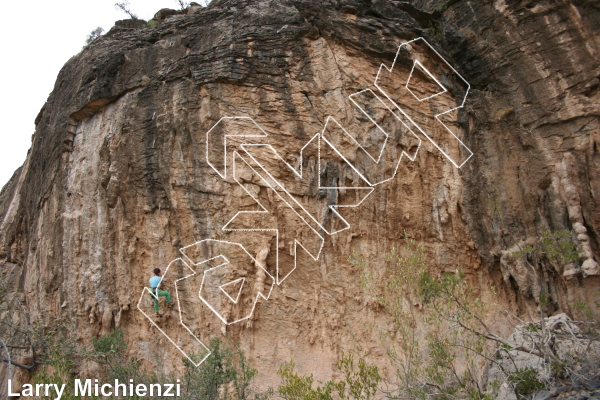 photo of Traverso loco, 5.12a ★★★★ at Gallery right side from Oman: Sharaf Al Alameyn Sport Climbing