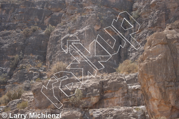 photo of Foggy Mountain Breakdown , 5.10b ★★★ at Wall of Shadows from Oman: Sharaf Al Alameyn Sport Climbing