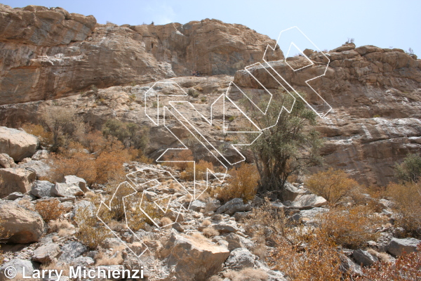 photo of Corner chopper, 5.11a ★★★ at The slab from Oman: Sharaf Al Alameyn Sport Climbing