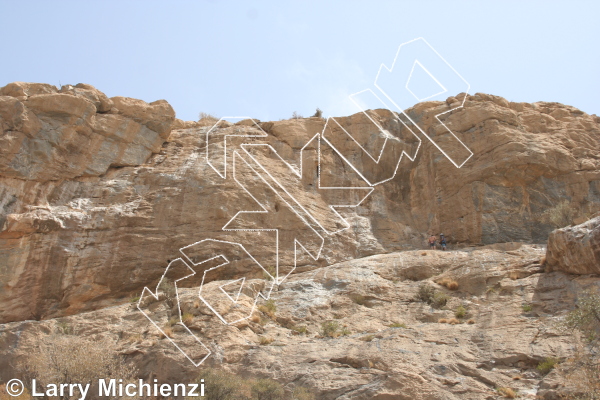 photo of Corner chopper, 5.11a ★★★ at The slab from Oman: Sharaf Al Alameyn Sport Climbing