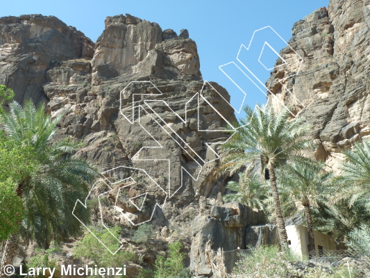 photo of Pin pan pum,, 5.10c  at Goregette Multi-pitch from Oman: Sharaf Al Alameyn Sport Climbing