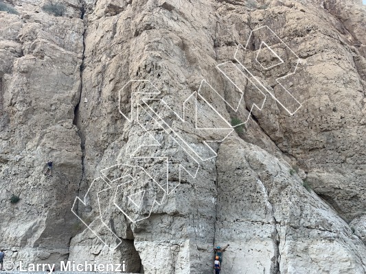 photo of Marie Est Nette, 5.10b/c ★★★ at Lower Canyon AKA Vulture Rock from Oman: Muscat Sport Climbing