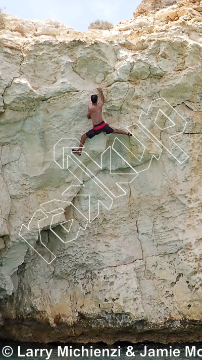 photo of Bonanza, 5.10a/b ★★★★ at Gold Mine from Oman: Deep-Water Soloing