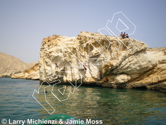photo of Cool Canary, 5.10b  at Gold Mine from Oman: Deep-Water Soloing