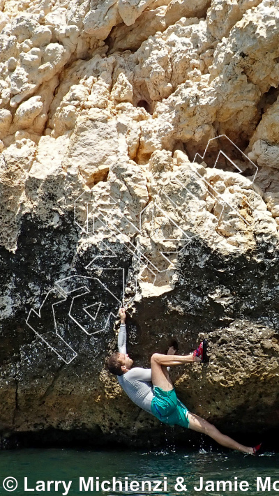 photo of Two Thread Wall, V2 ★ at Ocean Wall from Oman: Deep-Water Soloing