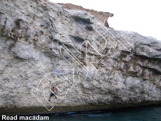 photo of Walk the Line, 5.11c  at Casino Wall from Oman: Deep-Water Soloing