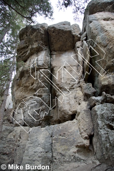 photo of The Way Out, 5.7 ★★ at Neanderthal Walls from Castlewood Canyon State Park