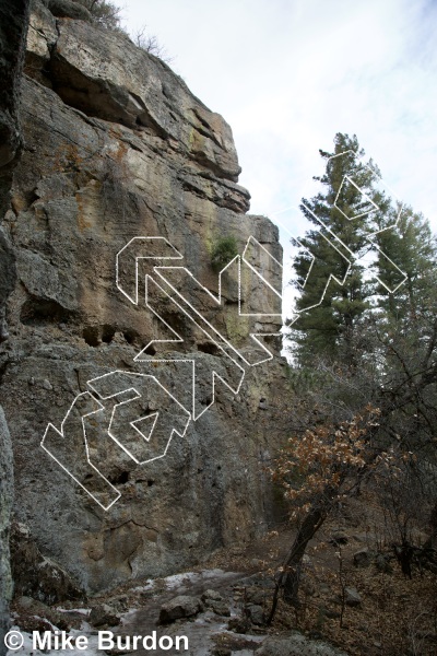 photo of Pebble Pinching Pagoda, 5.10b/c ★★★ at Neanderthal Walls from Castlewood Canyon State Park