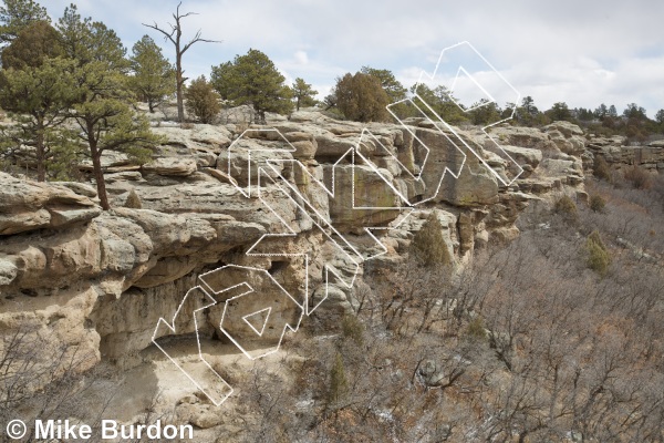 photo of Sun Face, 5.10a ★★ at The Sun Caves from Castlewood Canyon State Park