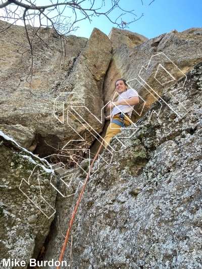photo of Three-Cam Joe, 5.9+ ★★ at Neanderthal Walls from Castlewood Canyon State Park