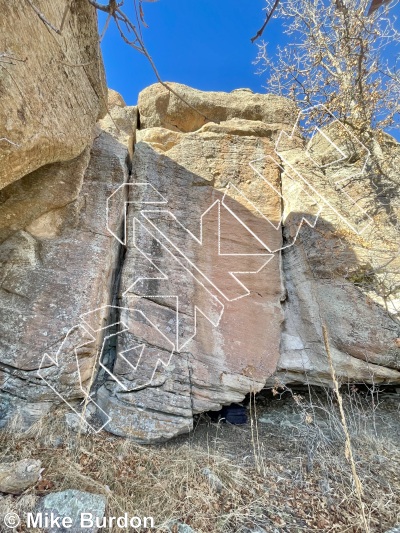 photo of One-nut Chuck, 5.8 ★ at Buddha Cave from Castlewood Canyon State Park