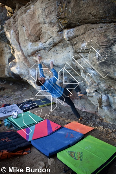 photo of Enlighten Up! , V6 ★★ at Buddha Cave from Castlewood Canyon State Park