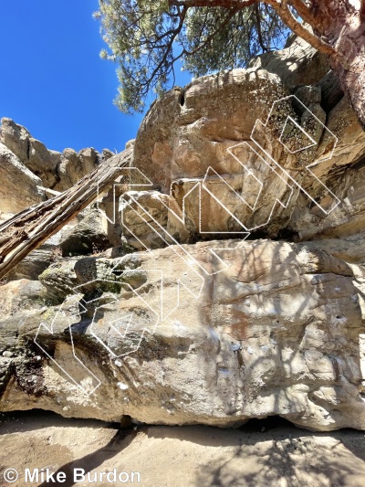photo of Bigger Crystal, V4 ★★★★ at Buddha Cave from Castlewood Canyon State Park