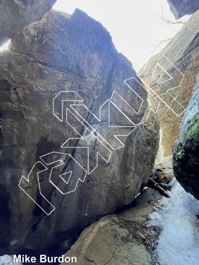 photo of Bat's Crazy Boulder from Castlewood Canyon State Park