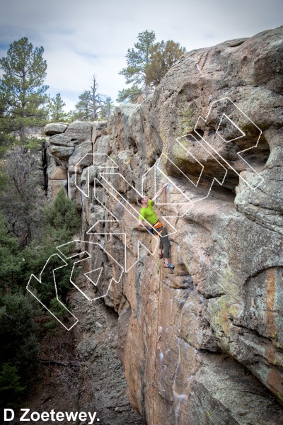 photo of Bozo No No, 5.11a ★★★★ at Grocery Store Walls from Castlewood Canyon State Park