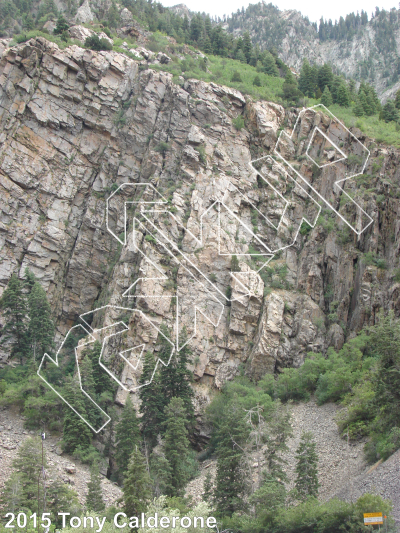 photo of Spastic Funk, 5.9 ★★ at The Pedestal from Big Cottonwood Rock Climbing