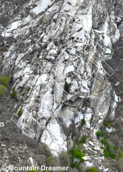 photo of Lyin' & Cryin', 5.8 ★ at The Fin - South from Little Cottonwood Canyon Rock Climbing