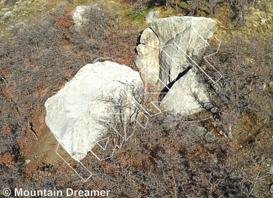 photo of Arete and Face, V0  at Mini Chickens from Wasatch Bouldering