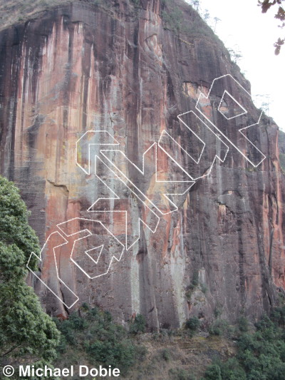 photo of Fear Fall, 5.11 ★★★★ at The Painted Wall (Left Side) from China: Liming Rock