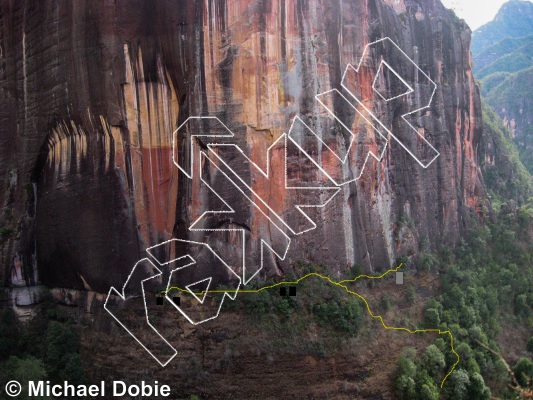 photo of Fear Fall, 5.11 ★★★★ at The Painted Wall (Left Side) from China: Liming Rock