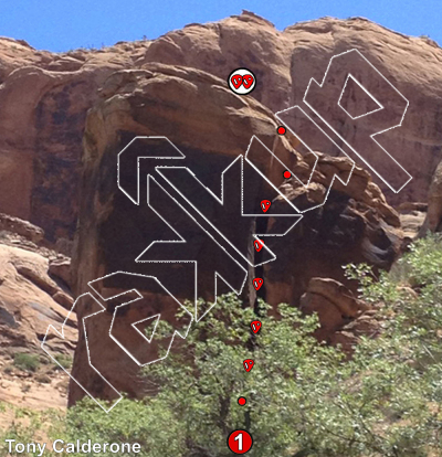 photo of Root Canal, 5.8 ★★★ at River Road Dihedrals from Moab Rock Climbing