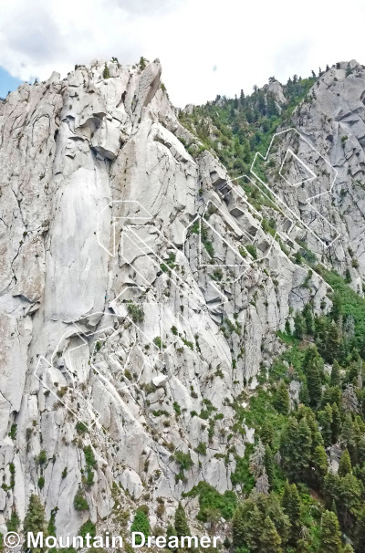 photo of Middle Bell Tower from Wasatch Wilderness Rock Climbing