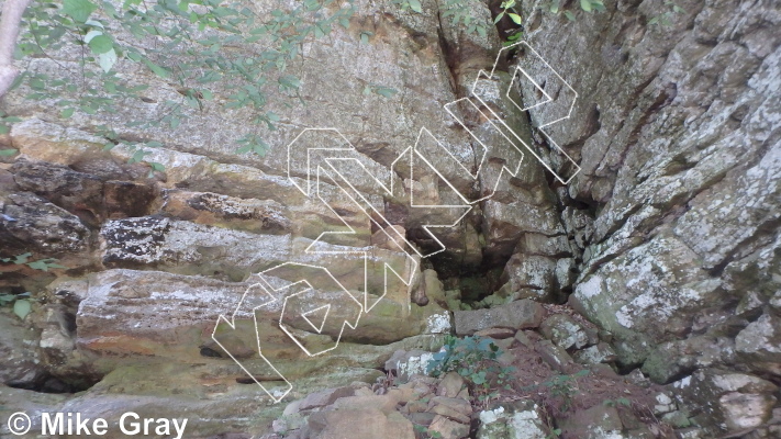 photo of Sweet Leaf, 5.9+ ★★★ at Entrance Walls from Smoke Hole: Entrance Walls, Copperhead Cove, and Jake Hill