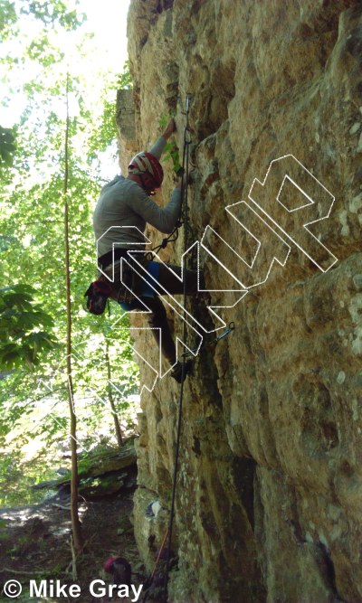 photo of The Gatekeeper, 5.8 ★★★ at The Shorelines  from Smoke Hole: Entrance Walls, Copperhead Cove, and Jake Hill