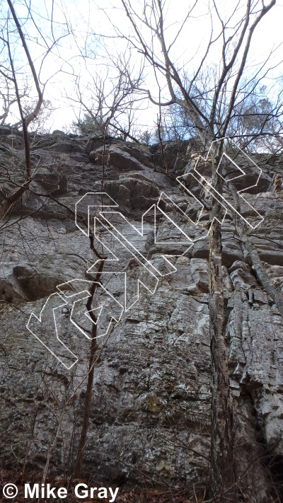 photo of Infamous, 5.9- ★★ at Entrance Walls from Smoke Hole: Entrance Walls, Copperhead Cove, and Jake Hill