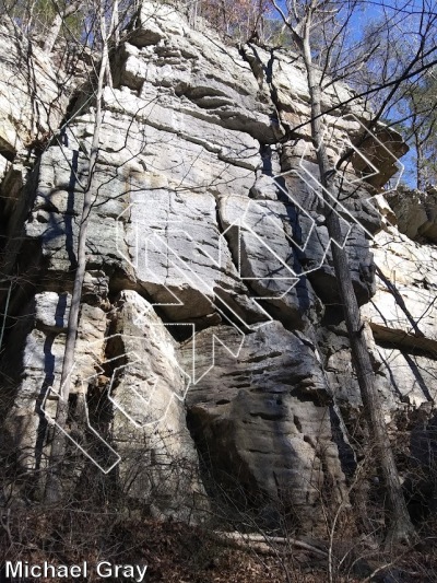photo of Dismantled, 5.10a ★★★★ at Dismantled Wall from Smoke Hole: Entrance Walls, Copperhead Cove, and Jake Hill