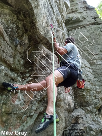 photo of Swimmer's Ear , 5.12+ ★★★★ at Amidships Wall from Smoke Hole: Entrance Walls, Copperhead Cove, and Jake Hill