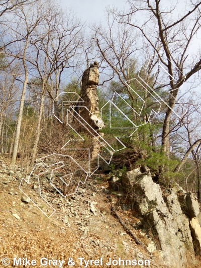 photo of The Paw Paw Pinnacle from Smoke Hole: Long Branch and Guide Walls