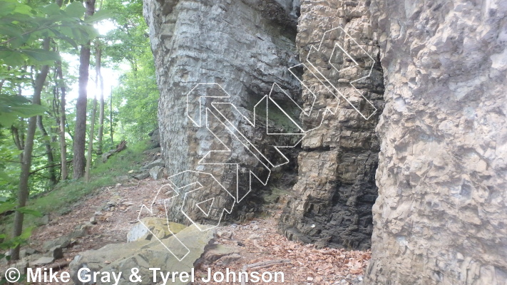 photo of Shattered Illusions Wall from Smoke Hole: Long Branch and Guide Walls