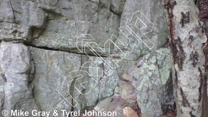 photo of Big Johnson, 5.12a ★★★★★ at Through The Looking Glass Area from Smoke Hole: Long Branch and Guide Walls