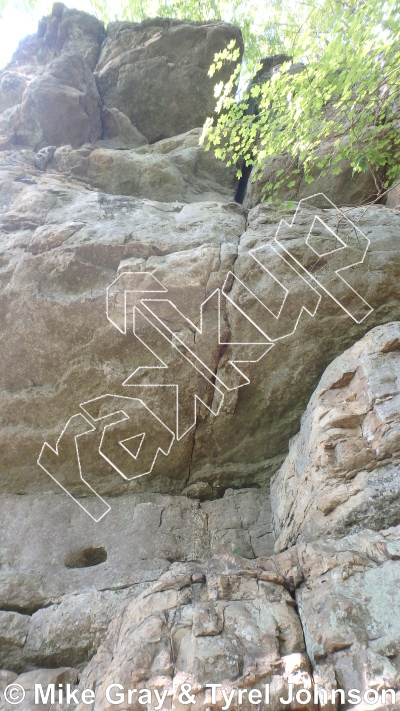 photo of Holey Diver, 5.10a/b ★★★ at The Ninja Walls from Smoke Hole: Long Branch and Guide Walls