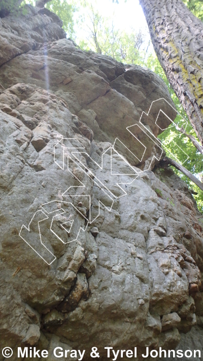 photo of Pon Hoss, 5.10b/c ★★ at The Ninja Walls from Smoke Hole: Long Branch and Guide Walls