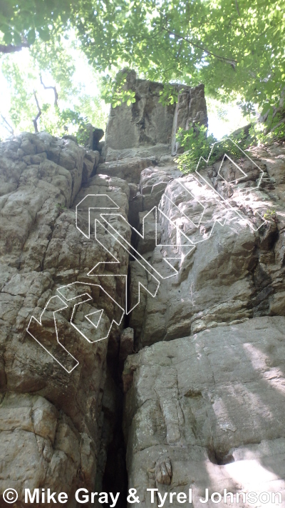 photo of Quasimodo, 5.8 ★★ at The Ninja Walls from Smoke Hole: Long Branch and Guide Walls