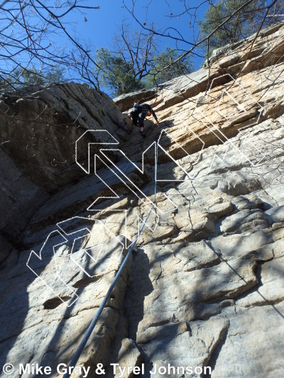 photo of George's Dilemna, 5.10 ★★★ at The Sunshine Wall from Smoke Hole: Long Branch and Guide Walls