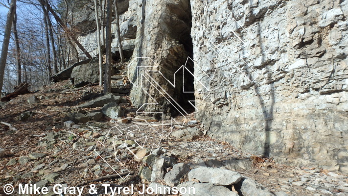 photo of Shattered Illusions Wall from Smoke Hole: Long Branch and Guide Walls