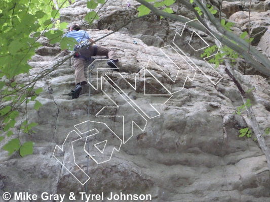 photo of Cu Rodeo, 5.11d/12a ★★ at The Ninja Walls from Smoke Hole: Long Branch and Guide Walls