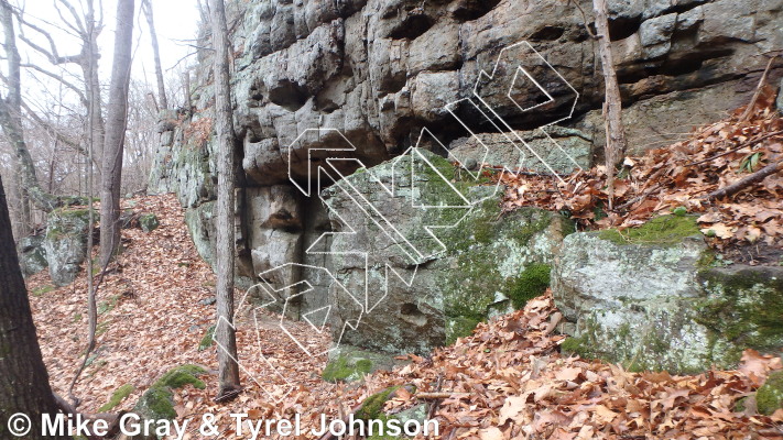 photo of Li'l Buddha, 5.10a ★★ at Batteries Not Included Wall from Smoke Hole: Long Branch and Guide Walls