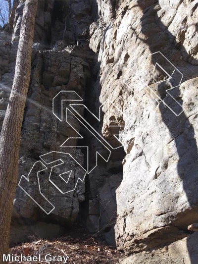photo of Scarce and Nervous, 5.7+ ★★ at OG Corner from Smoke Hole: Long Branch and Guide Walls