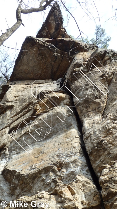 photo of Absolution, 5.9+ ★★ at RUN-DMC Cave and Buttress from Smoke Hole: Reed's Creek
