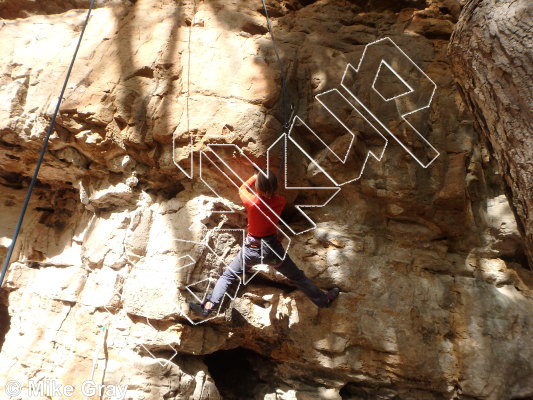 photo of Reaching Conclusions, 5.10a ★★★★ at The Reach from Smoke Hole: Reed's Creek