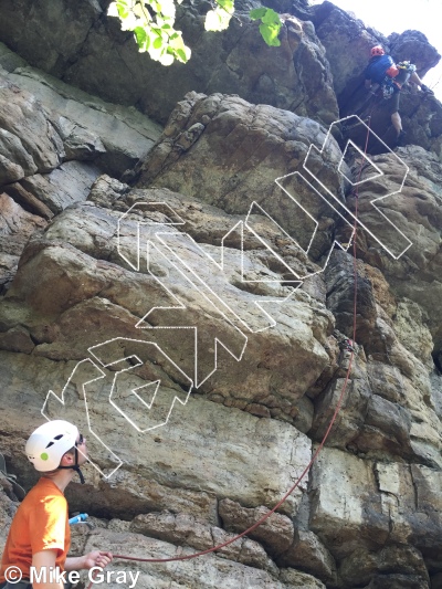 photo of Bohemian Rhapsody, 5.9-  at Bohemian Rhapsody Buttress from Smoke Hole: Reed's Creek