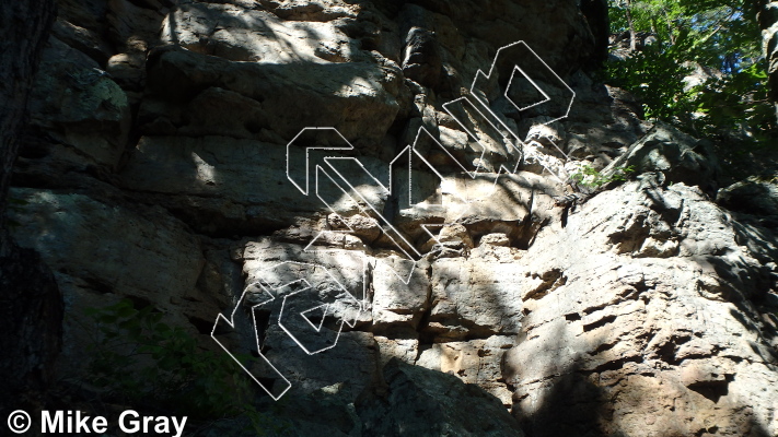 photo of Professor Gray's School of Bolting, 5.11b/c ★★★ at Bohemian Rhapsody Buttress from Smoke Hole: Reed's Creek