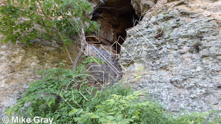 photo of RUN-DMC Cave and Buttress from Smoke Hole: Reed's Creek