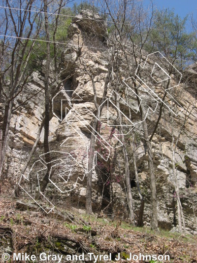 photo of Second Fiddle, 5.9 ★★★ at Hard Man Arete from Smoke Hole: Reed's Creek