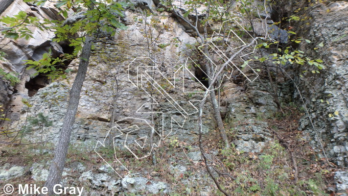 photo of RUN-DMC Cave and Buttress from Smoke Hole: Reed's Creek