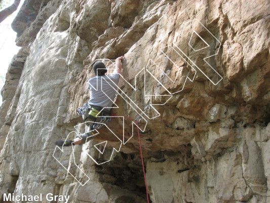 photo of Golden Horseshoe, 5.10a/b ★★★ at The Reach from Smoke Hole: Reed's Creek